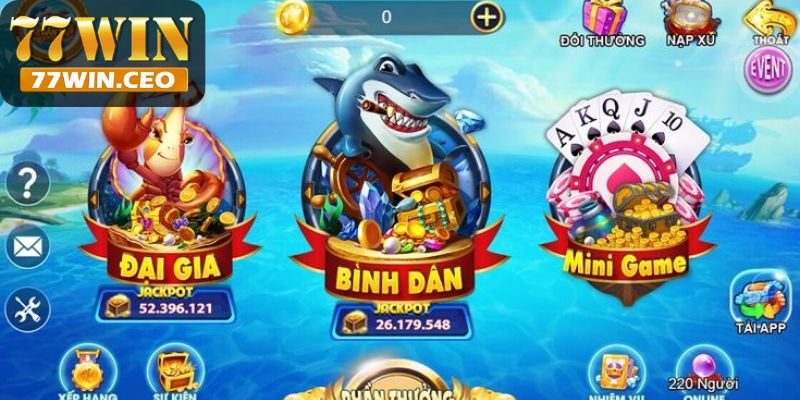 Các phòng chơi có trong game bắn cá thần tài